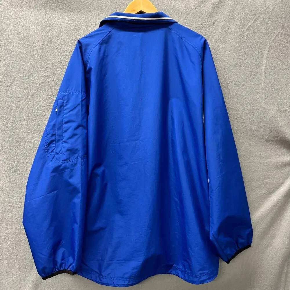 Reebok Jacket Mens XL Blue White Full Zip Retro Windbreaker + Pockets‎ Vintage